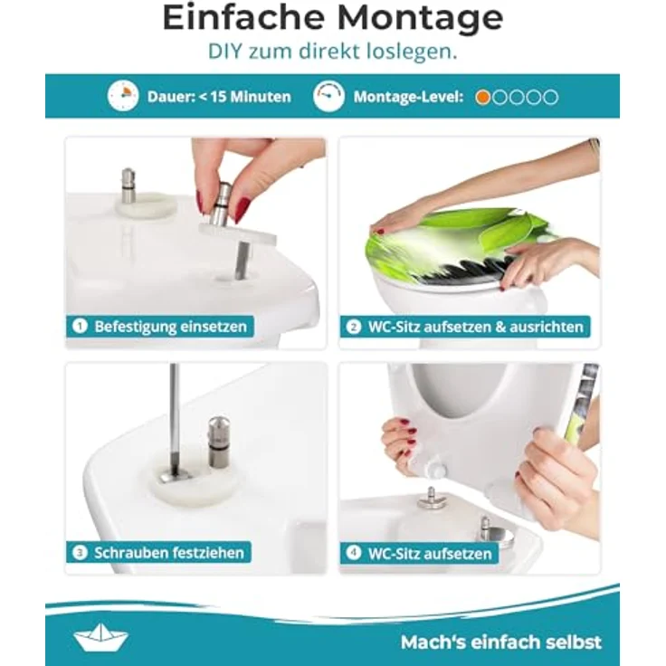 Calmwaters WC Sitz Oase 26LP6215, Duroplast mit Absenkautomatik, antibakteriell und abnehmbar – Bild 2