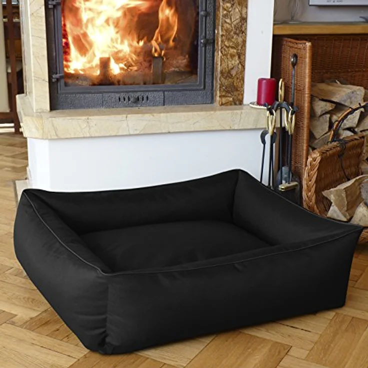 BedDog Hundebett MAX, Hundekissen mit abziehbaren waschbaren Bezug, Hundekorb, Hundesofa, für mitel-große Hunde, XL, schwarz – Bild 5