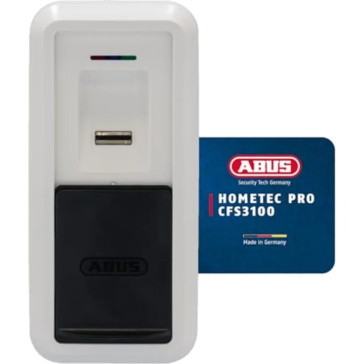 ABUS One Fingerscanner CFS3100 - smarter Türöffner für Haustür, Wohnungstür und Terrassentür mit Verdeck für den Sensor, schlüsselloses System, weiß, bis zu 28 Fingerabdrücke, einfache Montage