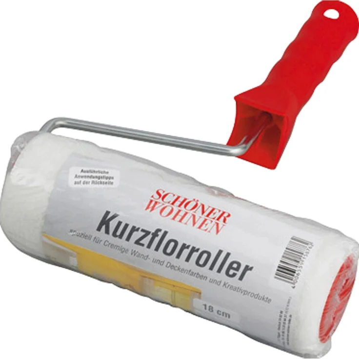 SCHÖNER WOHNEN Kurzflorroller 18 cm, Farbroller für cremige Wand- und Deckenfarben mit ergonomischem Griff