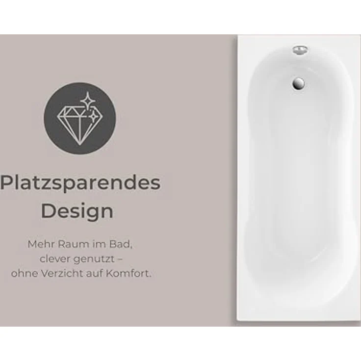 Schulte Badewanne Ozea, 170x75 cm, Komplettset inkl. Wannenträger und Ablauf, aus hochwertigem weißen Acryl, ergonomische Form mit schalldämmenden Eigenschaften – Bild 4