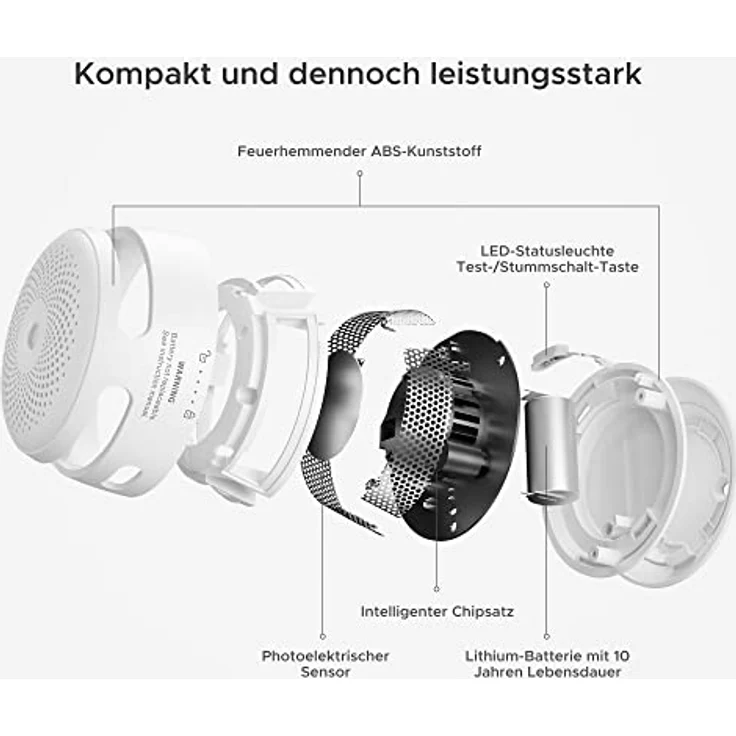 X-Sense Standalone-Rauchmelder Mini Feuermelder mit 10 Jahren Batterielaufzeit, TÜV und EN14604 Zertifizierter Rauchwarnmelder, Feueralarm mit Fotoelektrischem Sensor, XS01, 6er Set – Bild 4