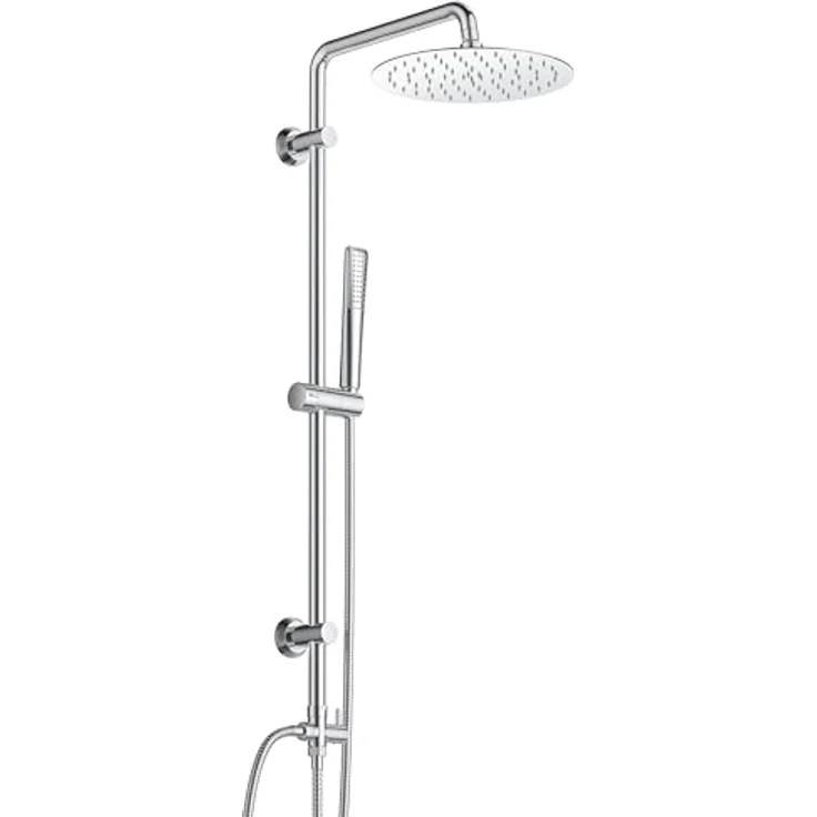 Görbach Regendusche Duschsystem, Edelstahl Duschstange verstellbar 92 cm, 20 cm Brausekopf Chrom – Bild 1