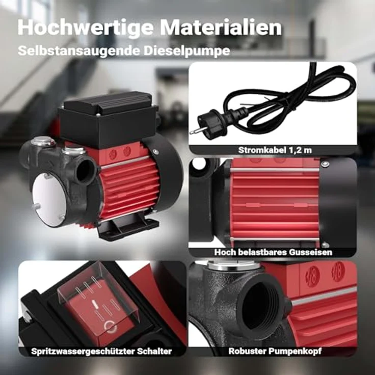 WilTec WilTec - Selbstansaugende Dieselpumpe 230V mit 60l-min, 2m Ansaughöhe, Dieselöl & Heizöl – Bild 8