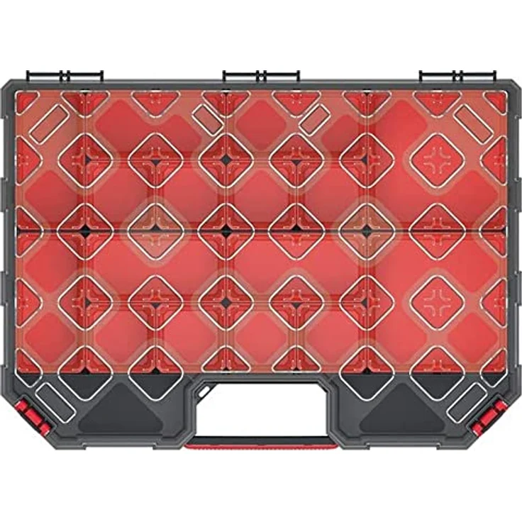 Prosperplast Werkzeugkoffer Kistenberg TAGER CARBO ORGANIZER KTGC40306B, multifunktionale Sortimentsbox mit transparentem Deckel und funktionalen Bechern, 390 x 284 x 60 mm – Bild 3