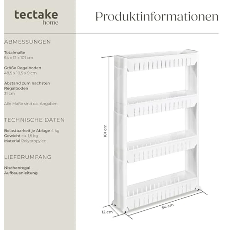 tectake Nischenregal 4 Etagen – Bild 3