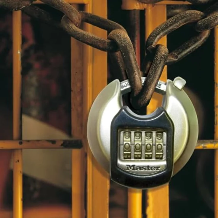 MASTER LOCK Disc-Vorhängeschloss [Zahlenkombination] [Edelstahl] [Außenbereiche] M40EURDNUM - Ideal für Lagerräume, Lagerschuppen, Garagen, Anhänger und mehr – Bild 4