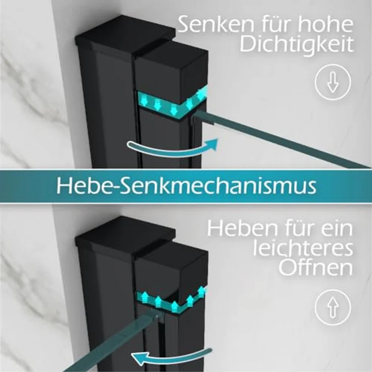 i-flair Dusch-Doppelflügeltür Duschtür Lara BLACK mit Pendeltüren aus satiniertem ESG Sicherheitsglas, 68x195 cm, 6 mm – Bild 6
