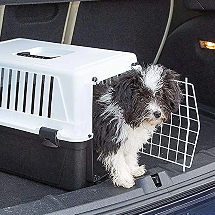 Ferplast Transportbox für kleine Hunde und Katzen Atlas 10 EL, Transportbox für Tiere, robuster Kunststoff, Tür aus kunststoffbeschichtetem Stahl, Lüftungsgitter, 32,5 x 48 x 29 cm, schwarz – Bild 3