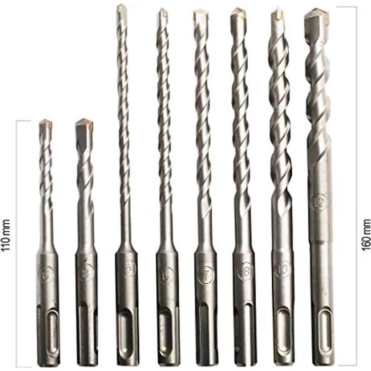 SCHMIDT security tools SDS-Plus Hammerbohrer-Set 8-teilig Ø 5-12 mm, präzise Bohrungen in Mauerwerk, Beton und Stein, inkl. Aufbewahrungsbox – Bild 2