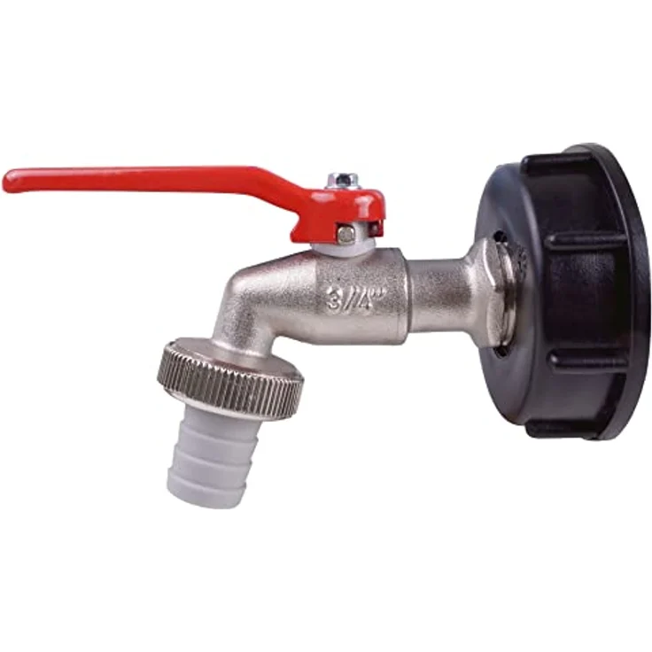 Cornat Kugelauslaufhahn - 26,44 mm (3-4 Zoll) AG - Inkl. Schlauchanschluss & Adapter für IBC-Regenwassertanks - Hochwertiges Messing - Zapfhahn für Regentonnen - Wasserhahn - Absperrhahn - FLOR92586 Bewässerungszubehör – Bild 2
