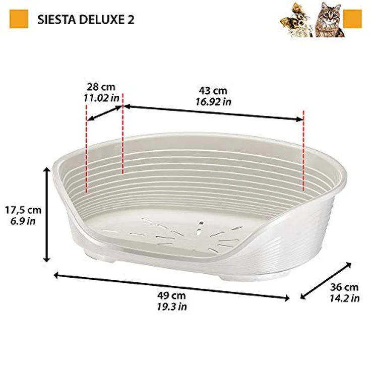 Ferplast Siesta Deluxe Hundebett/Katzenbett, atmungsaktives und waschbares Kunststoff-Hundebett, rutschfest, extra small, 43 x 28 x h 17,5 cm, Rose – Bild 3