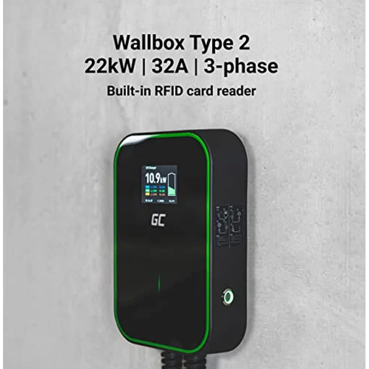 Green Cell Wallbox GC EV PowerBox 22-kW-Ladegerät (mit Typ-2-Steckdose zum Laden von Elektroautos und Plug-In-Hybriden, für EV Tesla, Leaf und mehr) – Bild 3