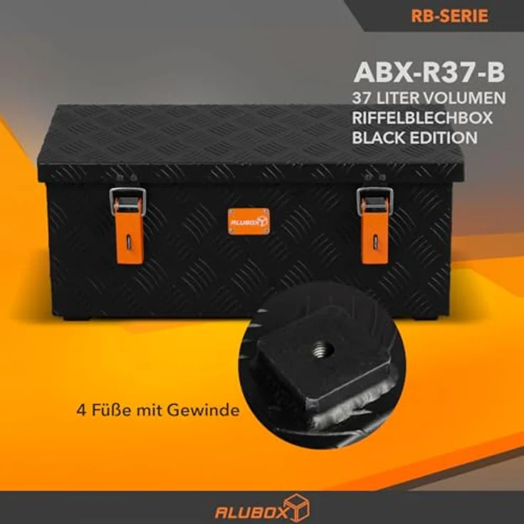 Alubox STRONG - BLACK EDITION ABX-R37 Aluminium Transportkiste, 37 Liter, 3mm Riffelblech, schwarz, korrosions- und witterungsbeständig – Bild 4
