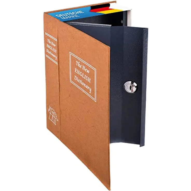 Buchtresor XXL Buchsafe Tresor Büchersafe Geldkassette als Buchattrappe Bücherregal-tresor für Zuhause und auf Reisen Wertsachen-Versteck Geheimversteck-Safe in Buch Optik mit 2 Schlüssel