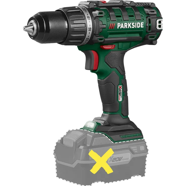 PARKSIDE® 20 V Akku-Bohrschrauber »PABS 20-Li I9«, 2-Gang-Getriebe, stufenlos regulierbare Drehzahl, LED-Arbeitsleuchte, ohne Akku und Ladegerät