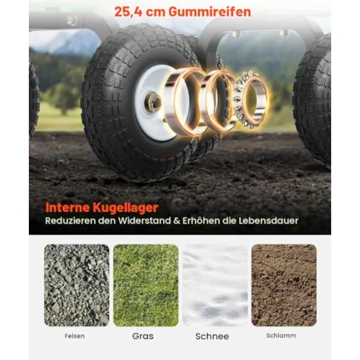 VEVOR Bollerwagen 900 lbs, Transportwagen mit 10-Zoll-Reifen, umbaubar in Pritsche und 180° drehbarem Griff, Stahlkonstruktion – Bild 5