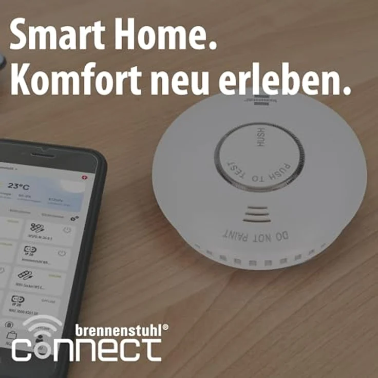 Brennenstuhl Connect RM A 3020, WiFi Rauchwarnmelder mit 85 dB Alarmton, inklusive Befestigungsmaterial – Bild 2