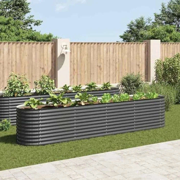 vidaXL Garten-Hochbeet 400 x 80 x 81 cm Verzinkter Stahl Grau – Bild 3
