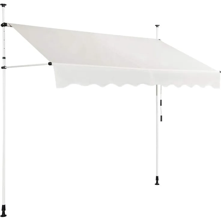 Costway Klemmmarkise 200cm breit mit Handkurbel, höhenverstellbar UV-beständig, für Balkon, Beige