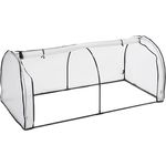 Relaxdays Frühbeet, HxBxT: 80 x 100 x 200 cm, PE-Folie, Eisen, Tür mit Reißverschluss, Hochbeet Abdeckung, weiß/schwarz