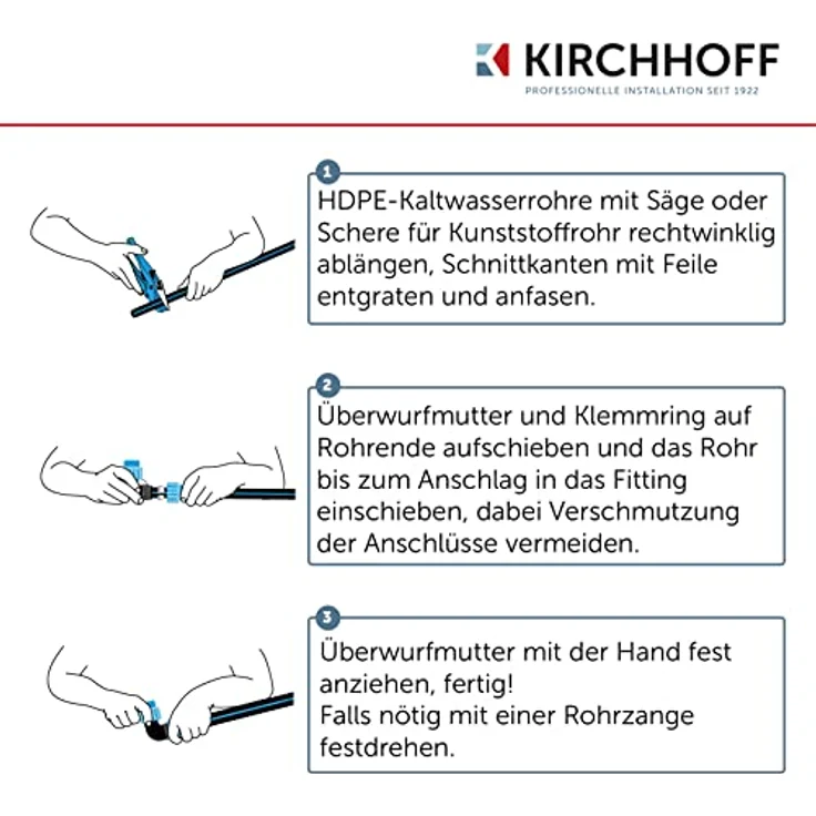 Kirchhoff Wasserleitung für Gartenbewässerung 32 mm x 50 m | PE Rohr für Sprinklersystem | Verlegerohr HDPE | DVGW | Trinkwasserleitung | Made in EU – Bild 5