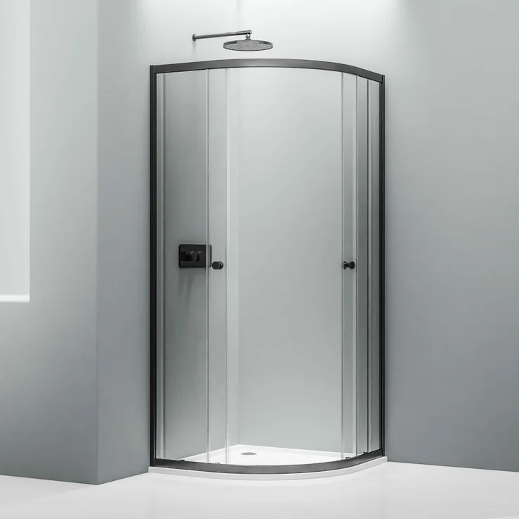 NEXTREND Runddusche NT509, 100x100cm, Schiebetüren aus 6mm Nano Echtglas, Profilfarbe schwarz matt