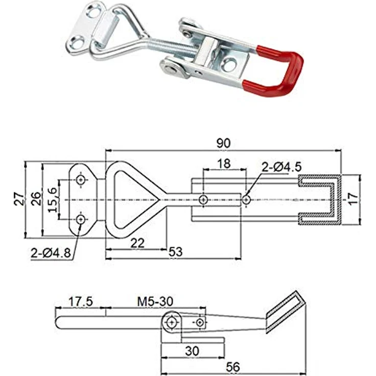 10er Set JUNKER Spannverschluss M5 (Haltekraft 165kg) Edelstahl SS304 verstellbare Halteklaue – Bild 3