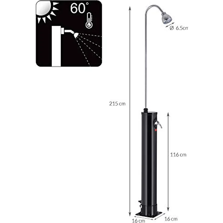 Monzana Solardusche Gartendusche Pooldusche 18 Liter – Bild 5
