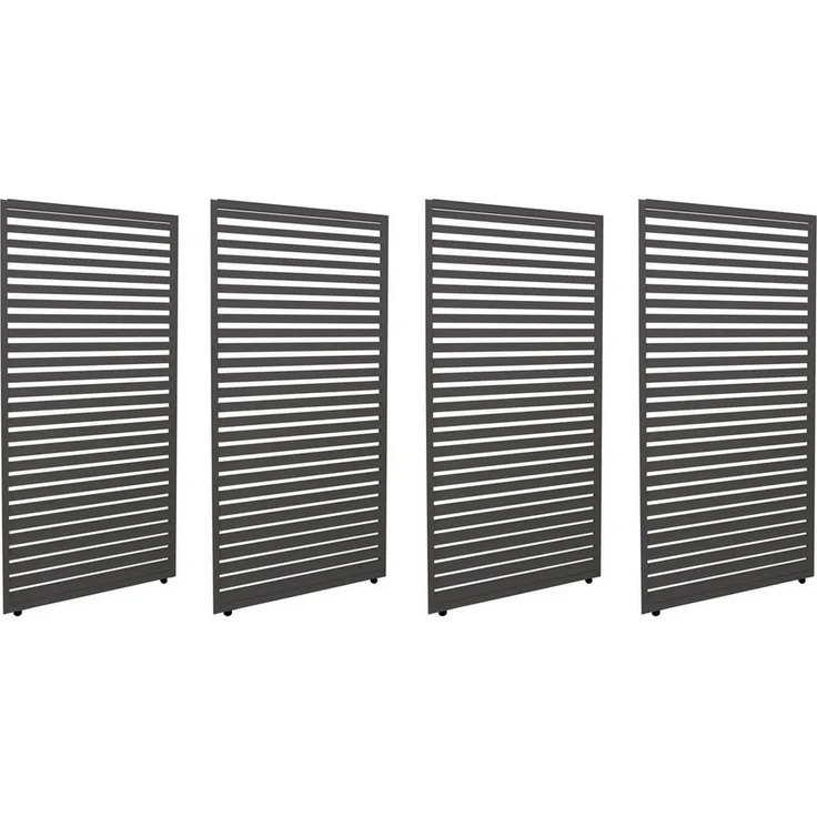 MCW Pavillonseitenteil MCW-L46-4P, 4er-Set, 369x204 cm, Aluminium-Paneele für Pergola L46, sturmfest bis 100 km/h, Sicht- und Windschutz