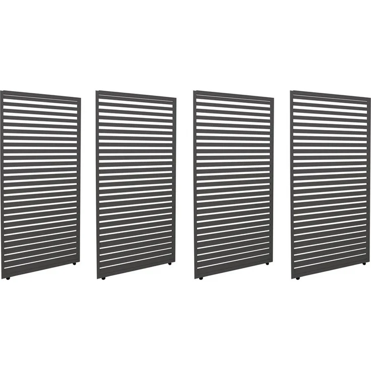 MCW Pavillonseitenteil MCW-L46-4P, 4er-Set, 369x204 cm, Aluminium-Paneele für Pergola L46, sturmfest bis 100 km/h, Sicht- und Windschutz