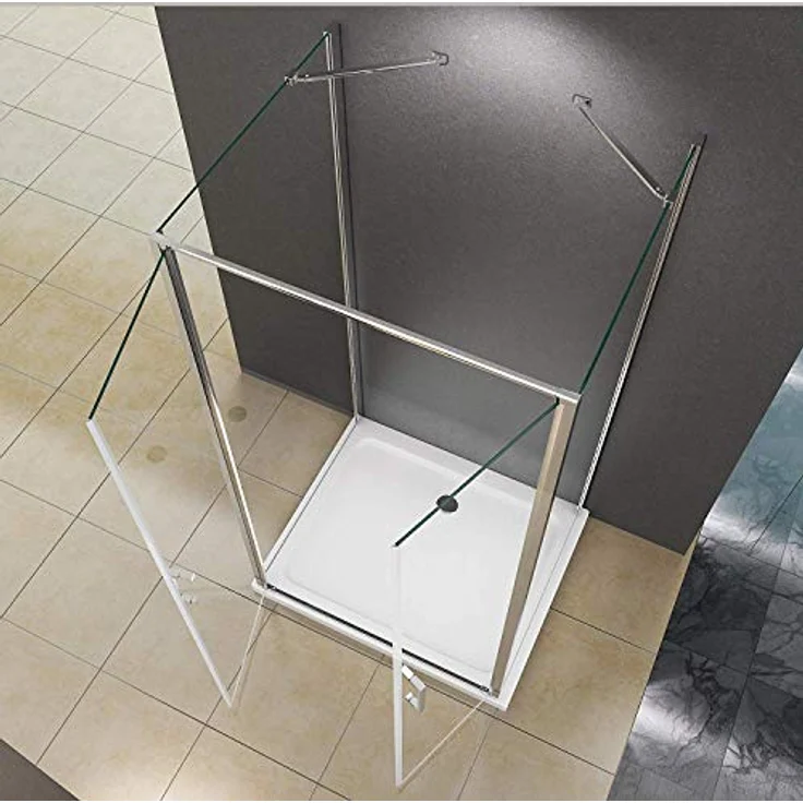 BuyLando Nora U Form Duschkabine 90x80x90 cm, Klarglas, Höhe 195 cm, 2-türige Einstiegsmöglichkeit, bodeneben oder mit Duschwanne montierbar – Bild 6
