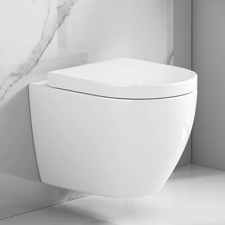 sanicomfort Hänge-WC Adonis 2.0, spülrandlos mit Turbo Flush 360°, Tiefspüler in Weiß, inkl. Softclose Sitz, leise Twister Spülung, Geberit-kompatibel – Bild 1