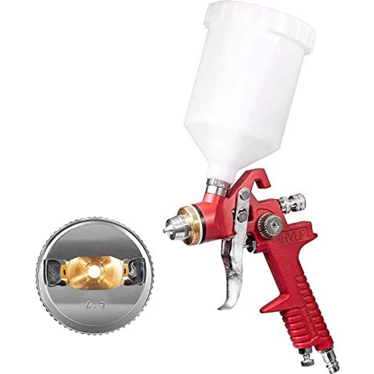 BENBOW Lackierpistole HVLP 2.5 mm Düse, 600ml Behälter, mit robuster Aluminiumkonstruktion und teflonbeschichteten Dichtungen – Bild 1