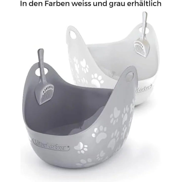 LitterLocker LitterBox White, Katzentoilette weiß, elegantes und praktisches Design, einfache Entleerung, inkl. Schaufel – Bild 5