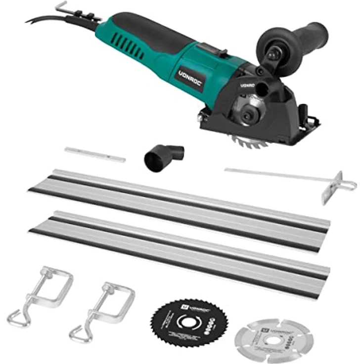 VONROC Mini-Kreissäge/Tauchsäge 500W – Ø85mm – Mit Führungsschiene – Variable Drehzahl – Inkl. 3 Sägeblätter – Bild 2