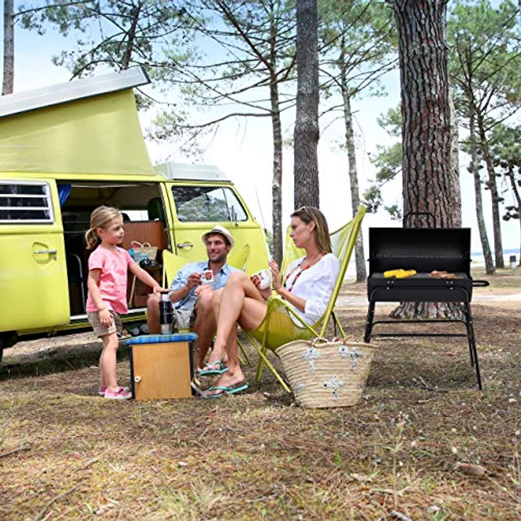 Holzkohlegrill, XXL Grillwagen mit Deckel, verstellbare Belüftung, stabil, HBT: 96,5 x 103 x 64,5 cm, schwarz – Bild 5