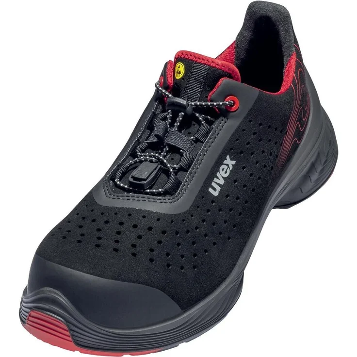 Uvex 1 G2 Halbschuhe S1P schwarz, rot Weite 12 Gr. 43, Sicherheitshalbschuhe mit innovativer i-PUREnrj Sohlentechnologie