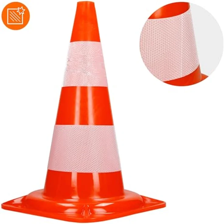 ECD Germany 9 Stück Verkehrskegel Pylone 47 cm, Orange-Weiß, XXX reflektierende Streifen, stapelbar & flexibel, Warnleitkegel Leitkegel Verkehrshütchen – Bild 4
