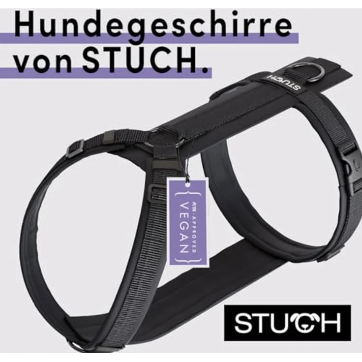 STUCH Hundegeschirr - verstellbares Nylon Geschirr - gepolstert - Für kleine, mittlere und große Hunde, Farbe:Schwarz, Größe:XS – Bild 2