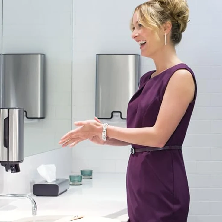 Tork 460013 Spender für Kosmetiktücher aus Edelstahl, hygienische Einzelblatt Ausgabe, platzsparend und wandmontierbar, Tork F1 Spendersystem – Bild 5