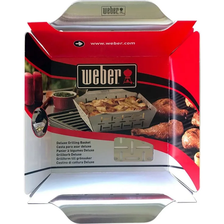 Weber Grillkorb Deluxe, Edelstahl - Perfekt für gegrilltes Gemüse und kleine Fleischstücke