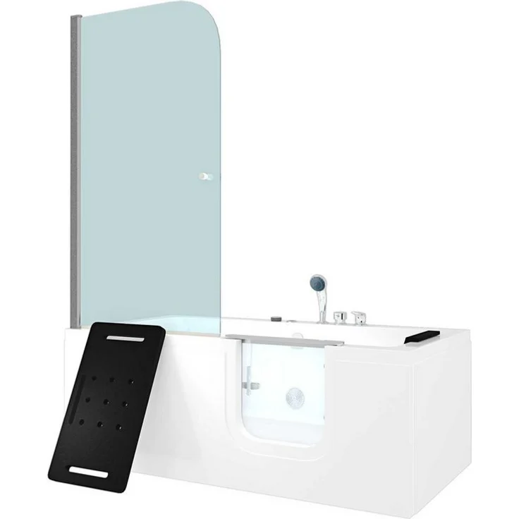 AcquaVapore Komplettdusche Duschkabine Whirlpool Seniorenwanne mit Tür S15D-WP-EH-R-ALL 85x160 cm, Sicherheitsglas ESG, integrierte Massagedüsen, Whirlpool Jets, Duschwanne inklusive