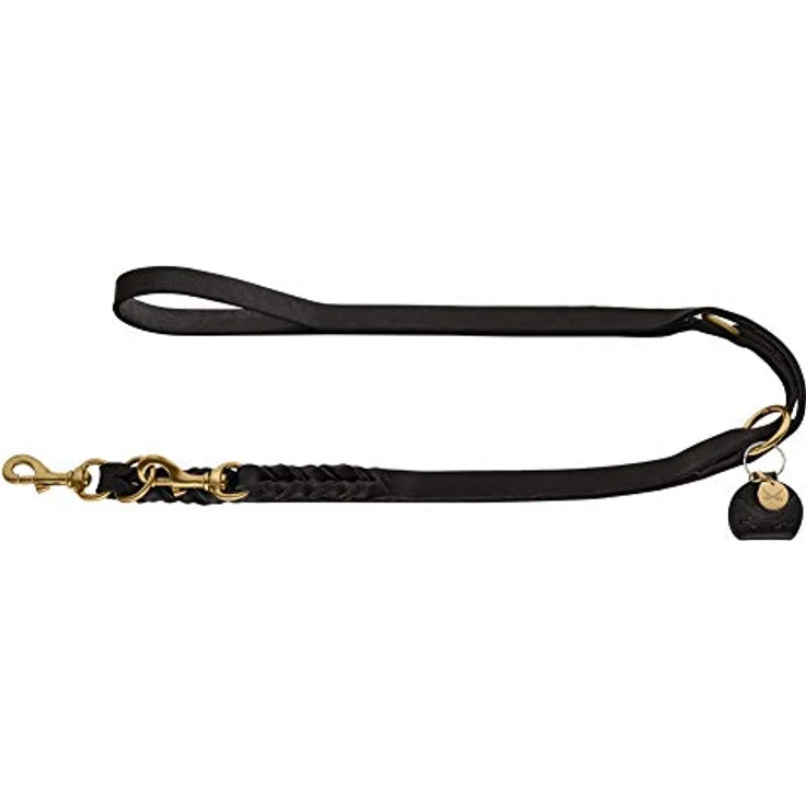 HUNTER Sansibar SOLID Verstellbare Führleine für Hunde, Leder, geflochten, robust, elegant, 2 x 200 cm, schwarz – Bild 1