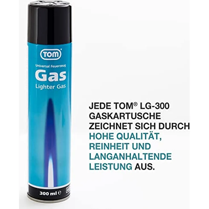TOM LG-300 Feuerzeuggas, 300 ml Nachfüllkartusche für Sturm- und Stabfeuerzeuge, vielseitig einsetzbar mit 5 Adaptern – Bild 5