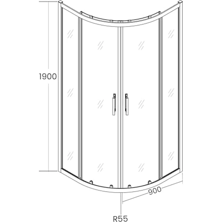 Badland Duschkabine + Duschwanne SET HELA VIDAR 90x90 cm, Halbrund, Transparentes Gehärtetes Nano Glas 6 mm, Weiß Steinoptik, inkl. Siphon und Montagezubehör – Bild 8