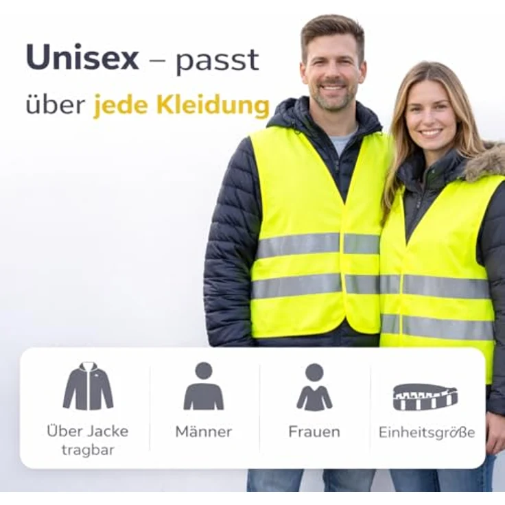 TK Gruppe Timo Klingler 4X Warnwesten ISO 20471, neongelb reflektierend, 360° Sichtbarkeit, Einheitsgröße Unisex - Auto- und LKW-Zubehör – Bild 5