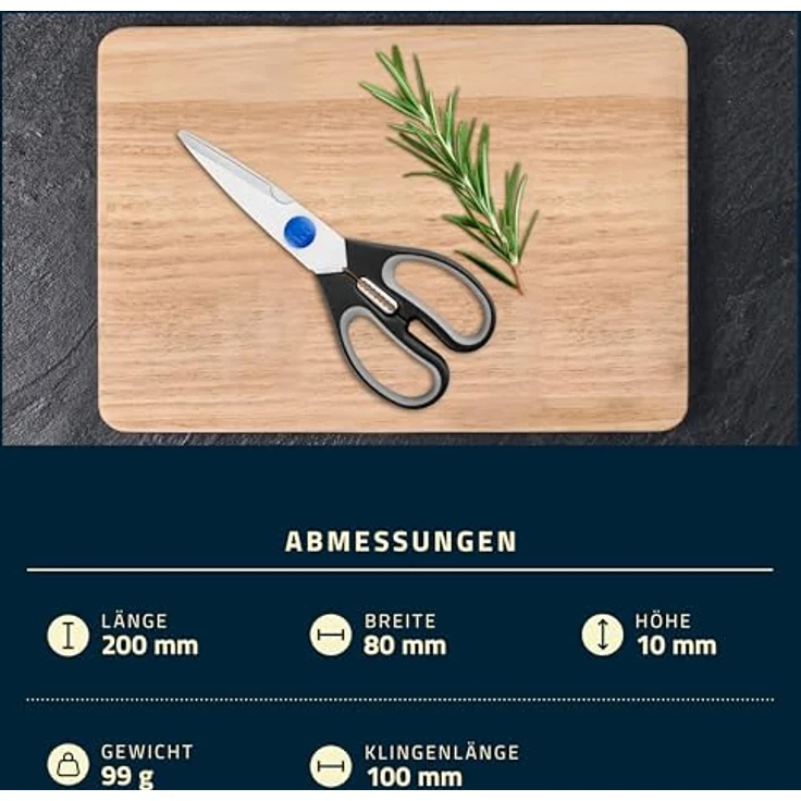HENCKELS Vielzweckschere 20 cm, rostfreie Küchenschere mit integriertem Flaschenöffner, schwarz – Bild 3