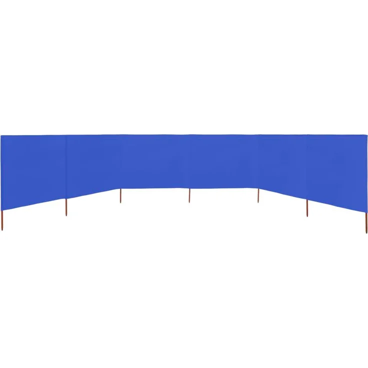 vidaXL 6-teiliges Windschutzgewebe 800 x 120 cm, Azurblau, Vliesstoff mit Holzpfählen für stabilen Wind- und Sichtschutz