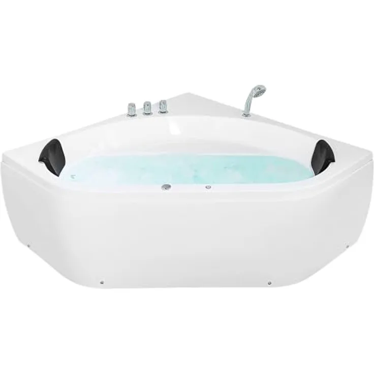 Badewanne Weiß 140 x 140 cm mit Massagefunktion Sanitäracryl Modern